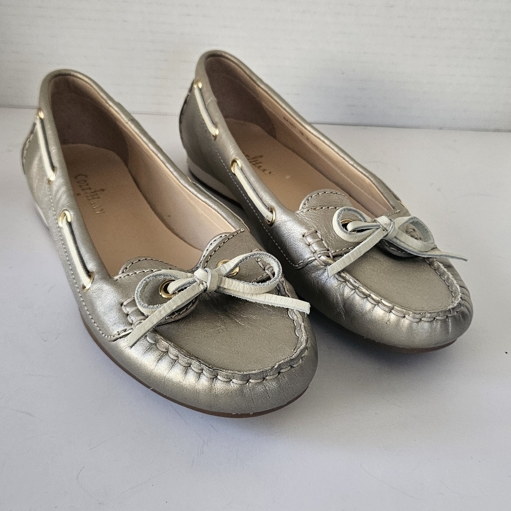 Cole‎ Haan Tali Gold Boat Shoe Driving Moccasin